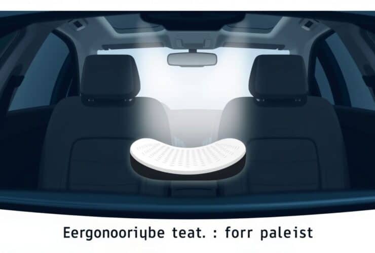 Een ergonomisch autostoelkussen in een auto-interieur.