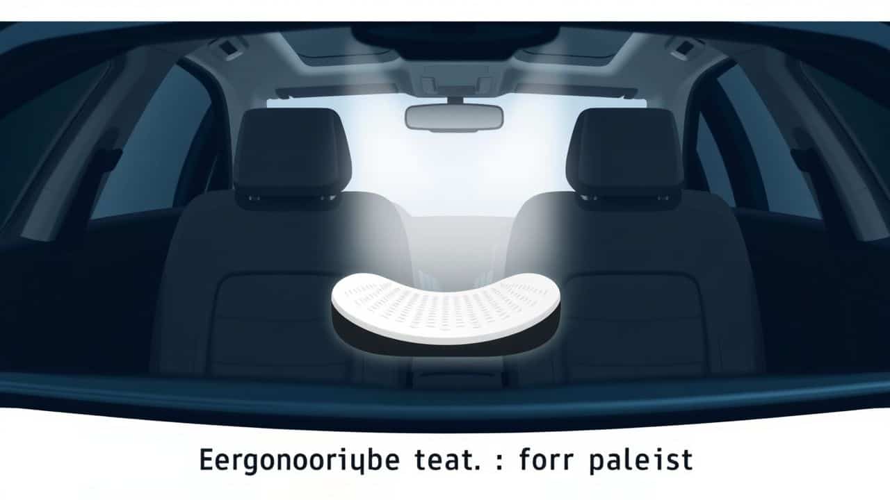 Een ergonomisch autostoelkussen in een auto-interieur.