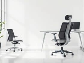 Een modern kantoor met ergonomische meubels voor gezonde werkplek.