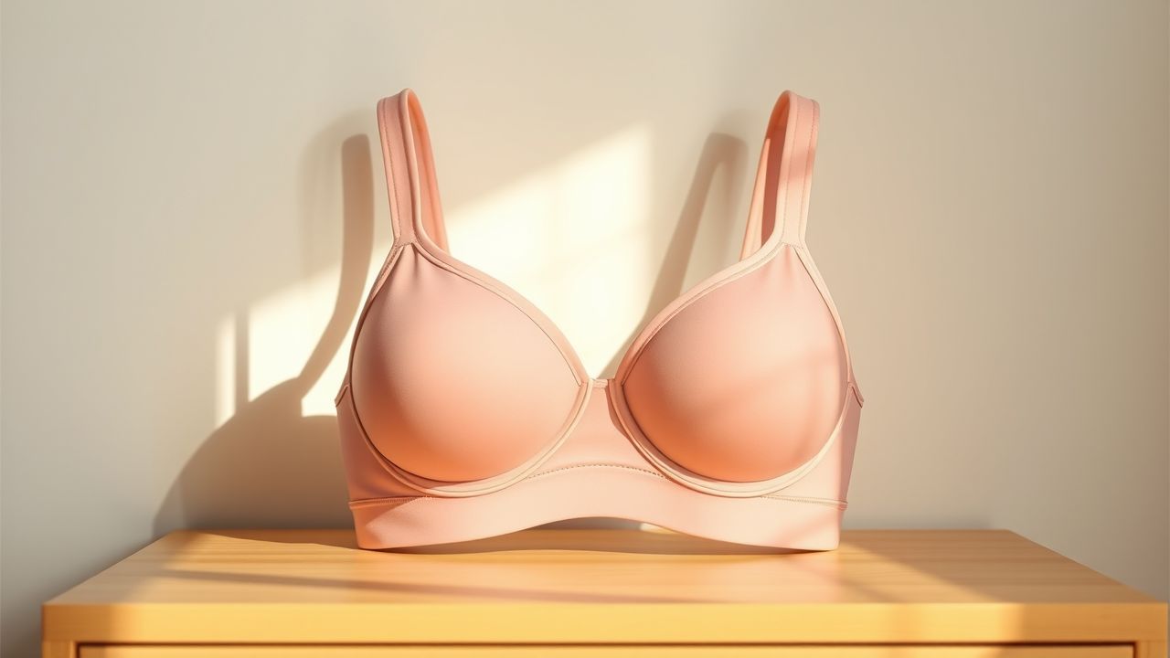 Een orthopedische beha wordt tentoongesteld op een dressoir.