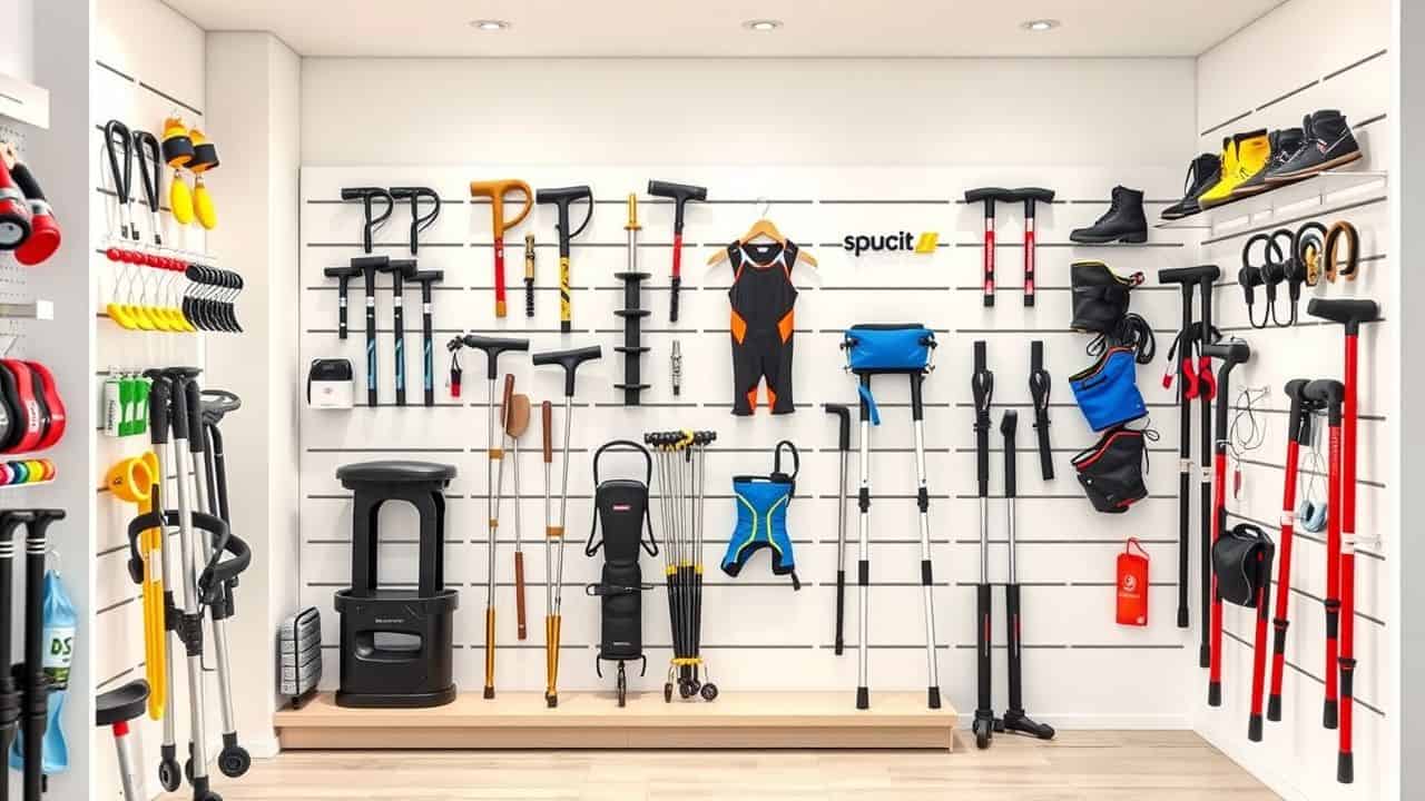 Een goed georganiseerde display van orthopedische ondersteuning in een winkel in Geldrop. Een goed georganiseerde display van orthopedische ondersteuning in een winkel in Geldrop.