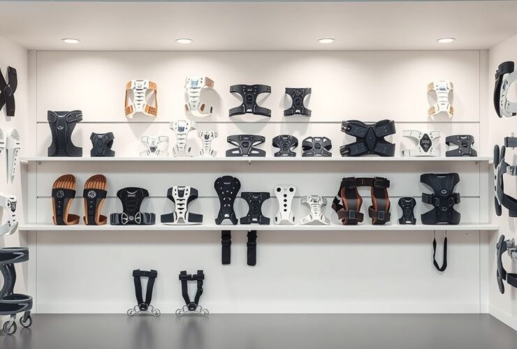 Een display van orthopedische beugels en support apparaten in Utrecht.