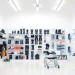 Een orthopedische schoenenwinkel met hulpmiddelen voor mobiliteit en beugels.